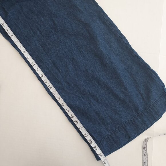 Loft Wide Leg Pull On Drawstring Denim Pants Size Large - Picture 7 of 13
